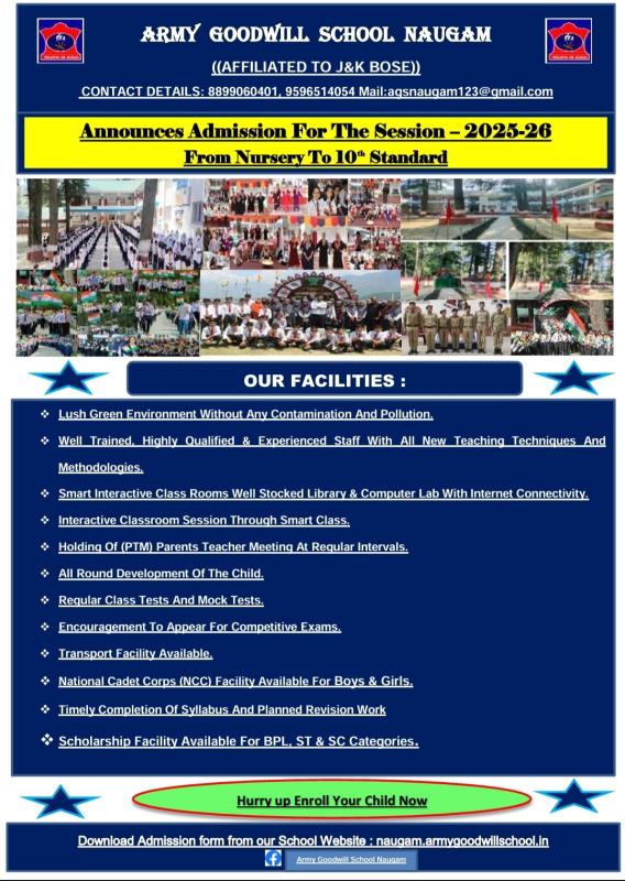 Admission open For the Session 2025-26